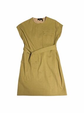 Theory Olive Utility Linen Dress